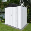 Syemin Storage Sheds 6ftx4ft Outdoor Storage ShedPeaked Roof Waterproof For Garden, Backyard, Sundries, White, 66.02"*38.19"*72.83"