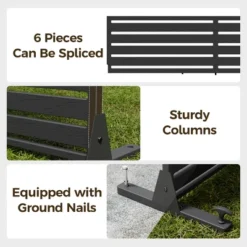 Syemin Patio Decorative Screens Outdoor Privacy Screen 6-Piece Sheet Screen Freestanding Decorative Privacy Screen, Black, 45.47"*15.75"*72.05" -Furniture GUEST c36557fa 7047 46cf 8fae 11660c6cfee9