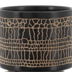 Syemin Planters Glazed Planter With Stand , Decorative Plant Pots For Living Room, Garden, Balcony, Home Decor, Black 12"*12"*16" -Furniture GUEST c3f9d001 0af1 411d b6d1 753073e3be18