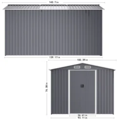 Syemin Deck Boxes,The Gardener's Retreat: Spacious Charcoal Shed,Perfect For Storing Gardening Essentials,Gray,143.4"*100.39"*76.38" -Furniture GUEST c43e9d4f 3508 4a22 865a 9e45ad6cedc2