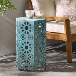Syemin Patio End Tables, Stylish End Tables For Indoor And Outdoor Use, Ideal For Gardens, Backyard, Special Design, Blue, 14.25"*12.5"*22" -Furniture GUEST c45c940c 536d 4b60 82cf f9db8774d015