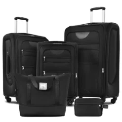 Syemin 5 PCS Bag And Luggage Sets, With 4 Spinner Wheels Lightweight Suitcase, Suitable For Business Trips And Travel, Black, 18.9"*12.2"*30" -Furniture GUEST c4881010 7b17 4c46 bf3f e470ced83bf5