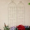 Syemin Patio Decorative Screens, Iron Arch Decoration Garden Trellis, For Outdoor For Climbing Plants Support, Flowerbed, White, 80"*19.7"*71"