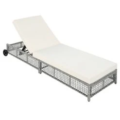 Syemin Patio Chaise Lounges, Outdoor Patio Daybed, Comfy Seat Cushion, Sofa Furniture, For Backyard, Swimming Pool, White, 76.4"*25.2"*41.3" -Furniture GUEST c6c7d814 79a3 4a93 bbf9 e3b9ab46480e