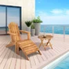 Syemin Patio Accent Chairs, Adirondack Patio Chair With Footrest For Patio, Garden, Poolside, Lawn, Outdoor Leisure, Brown, 29.5" * 37.8" * 37.4"
