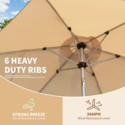 Syemin Outdoor Patio Umbrella With 6 Sturdy Ribs Push Button Tilt And Crank Waterproof UV-Resistant Uitable For Garden, Beige, 90"*90"*86.64" -Furniture GUEST c6e30882 66d1 4ace 8de3 cb4c71cbb5ca