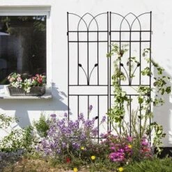 Syemin Patio Decorative Screens, Iron Arch Decoration Garden Trellis, For Outdoor For Climbing Plants Support, Flowerbed, Black, 36.5"*17.7"*71" -Furniture GUEST c7a6bb60 2734 4426 937a 67ac237c8221
