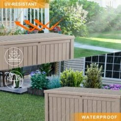 Syemin Deck Box, 120GAL Outdoor Storage Box, Patio Gardening Tools, Water And UV Resistant For Patio, Garden, Lawn, Brown, 54.25"*26.5"*24.21" 10 Syemin Deck Box, 120GAL Outdoor Storage Box, Patio Gardening Tools, Water And UV Resistant For Patio, Garden, Lawn, Brown, 54.25"*26.5"*24.21" -Furniture GUEST c7d4bfd9 28a6 40dc ac1b 16afaf4e7670