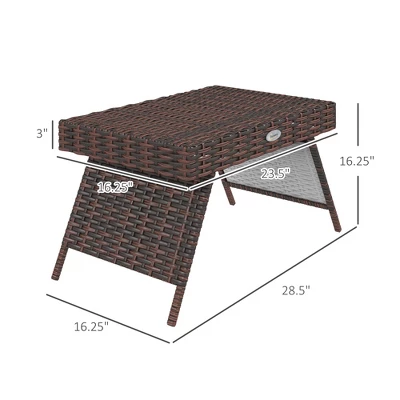 Syemin Patio Side Table, 2-Tier Outdoor Coffee Table, Patio Furniture For Drinks, Dining, Games, Storage, Brown, 19.75"*19.75"*17.75" 4 Syemin Patio Side Table, 2-Tier Outdoor Coffee Table, Patio Furniture For Drinks, Dining, Games, Storage, Brown, 19.75"*19.75"*17.75" - Image 4