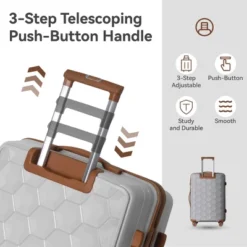 Syemin Luggage 3-Piece Luggage Set Travel Lightweight Suitcases With Rolling Wheels TSA Lock Carry On Luggage 20"/24"/28", Grey, 20.08"*11.81"*30.12"