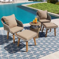 Syemin Patio Seating Sets, Outdoor Seating Set For Tranquil Relaxation, Make Create A Backyard Paradise, Beige, 23.2"*21.7"*31.5"