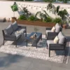 Syemin Patio Seating Sets, Sophisticated Seating Set, Add Elegance Outdoor Space, Perfect For Leisurely Garden Retreats, Gray, 48"*27.8"*30.1"