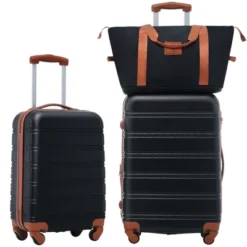 Syemin 3 PCS Bag And Luggage Sets, With Spinner Wheels And Zippers Lightweight Suitcase, For Business Trips And Travel, Black, 15.8"*10.2"*24.5" -Furniture GUEST c97753b1 e482 4927 aa9a b1643d633b3b