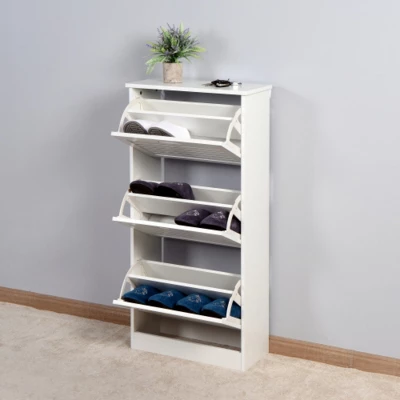 Syemin Shoe Racks Wooden Shoe Cabinet For Entryway, Freestanding Shoe Storage Organizer, Shoe Storage Cabinet Entryance, White, 20.94"*9.45"*43.1" 3 Syemin Shoe Racks Wooden Shoe Cabinet For Entryway, Freestanding Shoe Storage Organizer, Shoe Storage Cabinet Entryance, White, 20.94"*9.45"*43.1" - Image 3