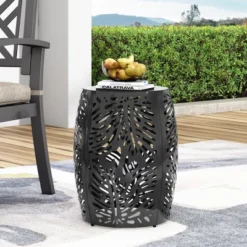 Syemin Patio End Tables, Stylish End Tables For Indoor And Outdoor Use, Ideal For Gardens, Backyard, With Special Design, Black, 16.5"*16.5"*20.5" -Furniture GUEST ca5c98c5 90a7 4817 845f 771bd2381293