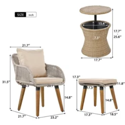 Syemin Patio Seating Sets, Outdoor Seating Set For Tranquil Relaxation, Make Create A Backyard Paradise, Beige, 23.2"*21.7"*31.5" -Furniture GUEST cb50e6f9 1a10 4301 addb 30846153bbc1