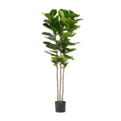 Syemin Artificial Plant Fiddle Leaf Fig Tree Indoor Faux Fake Floor Greenery Potted Real Touch Decorative Green Leaves, Green, 30"*30"*71"