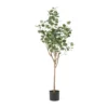 Syemin Artificial Plant Euucalyptus Tree Indoor Faux Fake Floor Greenery Potted Decorative Green Leaves Black Pot, Green, 23"*7.5"*23"