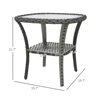 Syemin Patio Side Table, 2-Tier Outdoor Coffee Table, Patio Furniture For Drinks, Dining, Games, Storage, Gray, 28.5"*16.25"*16.25" 3 Syemin Patio Side Table, 2-Tier Outdoor Coffee Table, Patio Furniture For Drinks, Dining, Games, Storage, Gray, 28.5"*16.25"*16.25" - Image 3