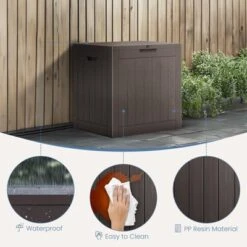 Syemin Deck Box, 30 GAL Outdoor Storage Box, Patio Gardening Tools, Water And UV Resistant For Patio, Garden, Lawn, Brown, 22.1"*17.1"*20.9" 8 Syemin Deck Box, 30 GAL Outdoor Storage Box, Patio Gardening Tools, Water And UV Resistant For Patio, Garden, Lawn, Brown, 22.1"*17.1"*20.9" -Furniture GUEST cc0b1e60 259f 4c86 b0c2 703b5133da96