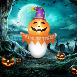 Syemin Decorative Holiday Scene Props Halloween Inflatables Ghost Blow Up Halloween Decor Outdoor Yard Display, Waterproof, Orange, 27.6"*23.6"*41.3"