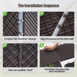 Syemin Carpet Tiles Interlocking Deck，Outdoor Or Indoor Flooring For Patio, Bancony, Pool Side，Backyard，Play Area，Brown, 36.6"*36.6"0.75" -Furniture GUEST cd5cc88d fc01 4861 920a d09a9c24c0c8