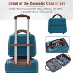 Syemin 3 PCS Bag And Luggage Sets, With Spinner Wheels And Zippers Lightweight Suitcase, For Business Trips And Travel, Blue, 20.1"*12.4"*30.3"