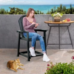 Syemin Patio Accent Chairs, Outdoor Tall Adirondack Chair With High Back, Widened Arms For Backyard, Garden, Yard, Gray, 27.95"*27.09"*45.83" -Furniture GUEST d1c24dc1 f618 45d3 a918 95963c6b2c4f