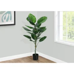 Syemin Artificial Plant Dieffenbachia Tree Indoor Faux Fake Floor Greenery Potted Real Touch Decorative Green Leaves Black Pot, Green, 27"*26"*54"