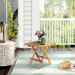 Syemin Patio Side Table, Small Folding Patio Side Table For Garden, Patio Porch, Living Room, Space Pool, Brown, 19.68"*19.68"*19.68 -Furniture GUEST d394fd92 e7ff 45fc 8f42 bf6e02696c99