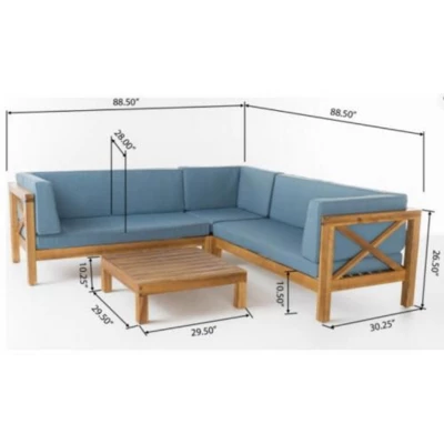 Syemin Patio Seating Sets Outdoor, Featuring Unique Design, Ideal For Chats, Perfect For Gardens, Living Spaces, Blue, 88.5"*30.25"*26.5" 2 Syemin Patio Seating Sets Outdoor, Featuring Unique Design, Ideal For Chats, Perfect For Gardens, Living Spaces, Blue, 88.5"*30.25"*26.5" - Image 2