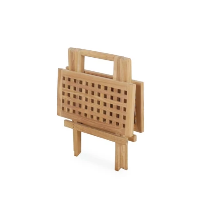 Syemin Patio Side Table, Small Folding Patio Side Table For Garden, Patio Porch, Living Room, Space Pool, Brown, 19.68"*19.68"*19.70 2 Syemin Patio Side Table, Small Folding Patio Side Table For Garden, Patio Porch, Living Room, Space Pool, Brown, 19.68"*19.68"*19.70 - Image 2