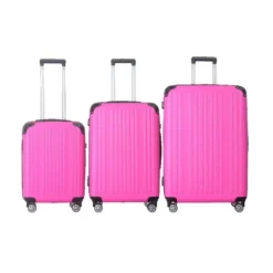 Syemin Luggage 3PCS ABS Hardshell Luggage Set With Spinner Wheels Adjustable Telescopic Handle Durable Travel Suitcases, Pink, 21.06"*11.42"*30.12" -Furniture GUEST d4ac41bb 0534 4309 8e1e c54faaaae446