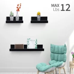 Syemin Decorative Wall Shelf Floating Shelves Wall Mounted Wood Shelves Hanging Shelf Storage Decor Floating Shelves Wall, White, 2.36"*5.91"*1.97"