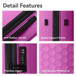 Syemin Luggage 3-Piece Luggage Set Travel Lightweight Suitcases With Rolling Wheels TSA Lock Carry On Luggage 20"/24"/28", Pink, 20.08"*11.81"*30.12" -Furniture GUEST d5b26f74 a533 4006 9a57 acd65b614d6f