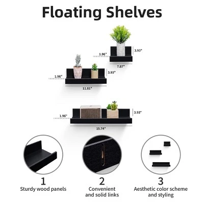 Syemin Decorative Wall Shelf Floating Shelves Wall Wood Decor Storage Shelves Wall Mounted Shelf Storage Hanging Shelf, Beige, 15.75"*3.94"*1.97" 3 Syemin Decorative Wall Shelf Floating Shelves Wall Wood Decor Storage Shelves Wall Mounted Shelf Storage Hanging Shelf, Beige, 15.75"*3.94"*1.97" - Image 3