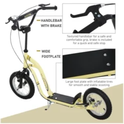 Syemin Kick Scooters Youth Scooter Front And Rear Caliper Dual Brakes Inflatable Front Wheel Ride On Toy For Age 5+, Yellow, 47.3"*22.8"*33.5" -Furniture GUEST d8d3b9e1 a467 44c8 b986 591f40c5a25e