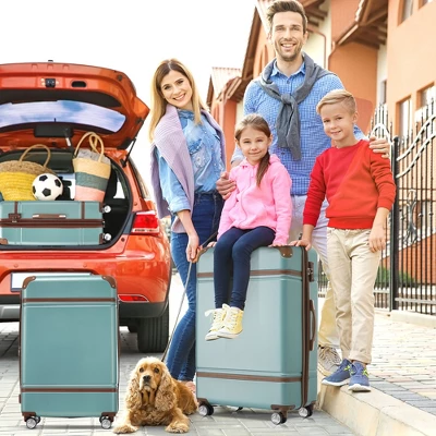 Syemin 4 PCS Bag And Luggage Sets, With Spinner Wheels And Zippers Lightweight Suitcase, For Business Trips And Travel, Green, 20.1"*12.4"*30.3" 1 Syemin 4 PCS Bag And Luggage Sets, With Spinner Wheels And Zippers Lightweight Suitcase, For Business Trips And Travel, Green, 20.1"*12.4"*30.3"