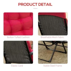 Syemin Patio Chaise Lounges, Portable Foldable Lounge Chair, Adjustable Angle Multifunctional Patio Lounge Chair, Red, 35.5"*27.5"*46.5" -Furniture GUEST d9ab2859 d551 4ca4 8346 09961acfe0de