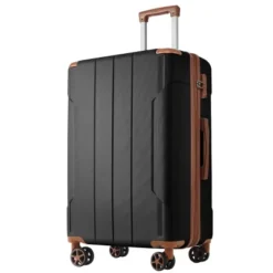 Syemin Luggage Hardshell Luggage Lightweight Durable ABS Suitcases With Double Wheels Expandable 24" Checked Travel Luggage, Brown, 15.9"*10.2"*25.8" -Furniture GUEST dadc0040 452b 4ef2 8a2e 5b71b368b5fb