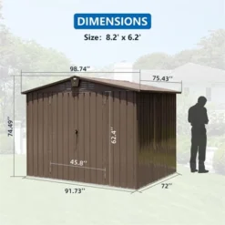 Syemin Deck Boxes Durable, Horizontal Compact Storage Shed For Garden, Backyard, Patio, Closet Deck Box, Brown, 98.74"*75.43"*74.49" -Furniture GUEST daf2f8ee ead9 4590 98a9 57e758ed11bc