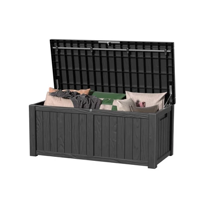 Syemin Deck Box, 120GAL Outdoor Storage Box, Patio Gardening Tools, Water And UV Resistant For Patio, Garden, Lawn, Black, 54.25"*26.5"*24.21" 5 Syemin Deck Box, 120GAL Outdoor Storage Box, Patio Gardening Tools, Water And UV Resistant For Patio, Garden, Lawn, Black, 54.25"*26.5"*24.21" - Image 5