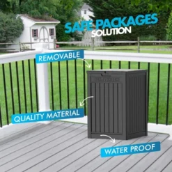 Syemin Deck Boxes 48 Gallon Express Package Delivery Box, Large Outdoor Parcel Storage Lockable, Outdoor Package Storage, Black, 21.65"*20.28"*30.51" -Furniture GUEST df760adc 763b 4a62 a16b e10430379658