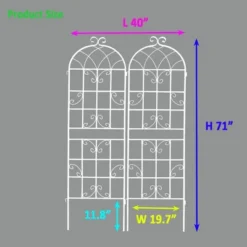 Syemin Patio Decorative Screens, Elegant Vine Pattern Yard Fencing, Pet-Safe Decorative Fence For Yard, Patio, White, 40"*19.7"*71"