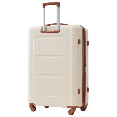 Syemin 4 PCS Bag And Luggage Sets, With 4 Spinner Wheels Lightweight Suitcase, Suitable For Business Trips And Travel, Off-White, 15.5"*10.4"*24.4" 2 Syemin 4 PCS Bag And Luggage Sets, With 4 Spinner Wheels Lightweight Suitcase, Suitable For Business Trips And Travel, Off-White, 15.5"*10.4"*24.4" - Image 2