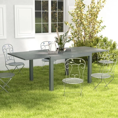Syemin Patio End Table, Rectangular Outdoor Dining Table With All-Weather Faux Wood Top For Garden, Lawn, Patio, Gray, 30.5"*82.7"*37.4" 6 Syemin Patio End Table, Rectangular Outdoor Dining Table With All-Weather Faux Wood Top For Garden, Lawn, Patio, Gray, 30.5"*82.7"*37.4" - Image 6