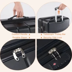 Syemin Luggage, Expandable Carry-On Suitcase With Dual Spinner Wheels And TSA Lock, Hard Shell For Business, Vacation, Travel, Black, 13"*9"*21.5" -Furniture GUEST e140ded5 bc8f 4808 ac06 916b708e8b94