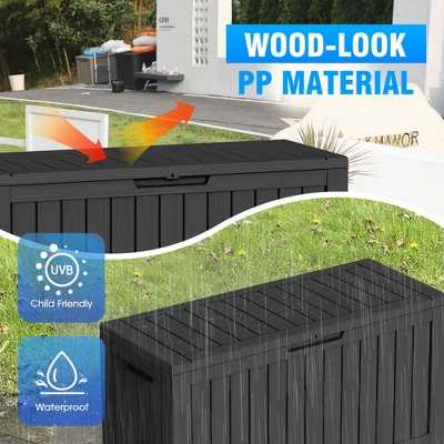 Syemin Deck Box, 80GAL Outdoor Storage Box, Patio Gardening Tools, Water And UV Resistant For Patio, Garden, Lawn, Black, 46.26"*18.7"*23.23" 3 Syemin Deck Box, 80GAL Outdoor Storage Box, Patio Gardening Tools, Water And UV Resistant For Patio, Garden, Lawn, Black, 46.26"*18.7"*23.23" - Image 3