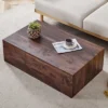 Syemin Patio End Tables, Faux Wood Design Coffee Table For Living Room, Patio, Bedroom, Brown, 39.3"*23.6"*12"