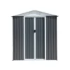 Syemin Storage Sheds 6'x4' Outdoor Metal Storage Shed For Garden Tools Lockable Door With Lockable Door Floor Frame, Gray, 74.5"*45.3"*72.2"